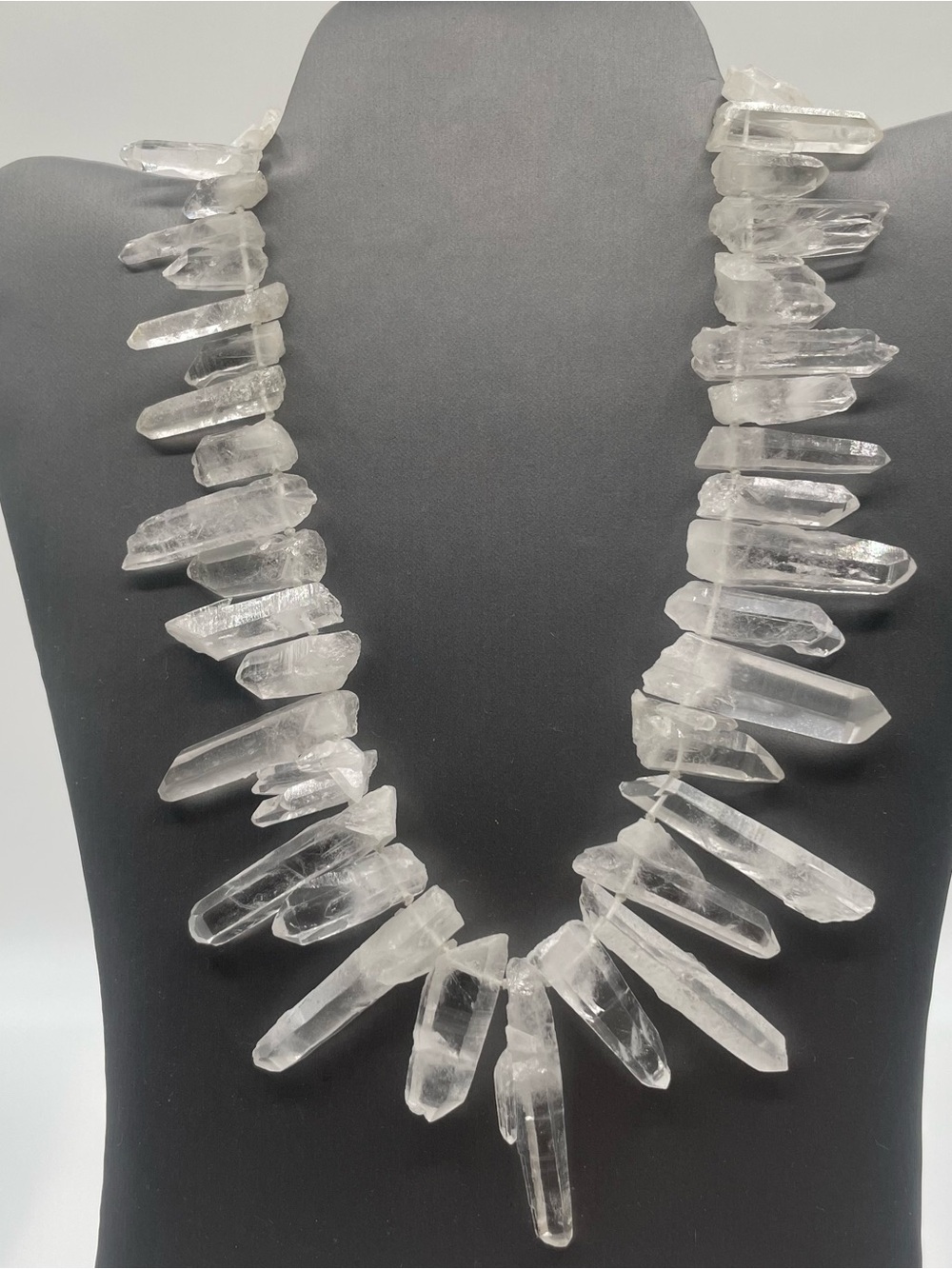 Clear Quartz Point Necklace - Natural Crystal Statement in White